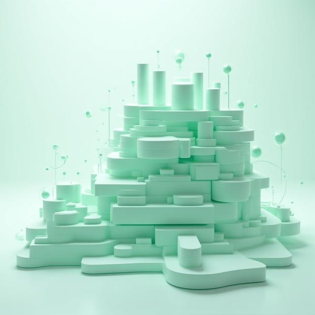 Abstract 3D neomorphic data visualization nodes